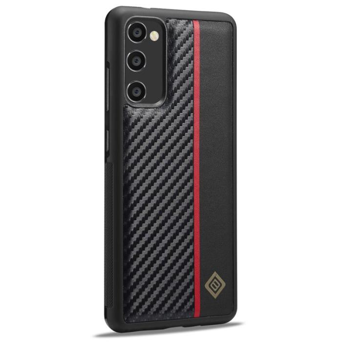 LC.imeeke - LC.IMEEKE Samsung Galaxy Note20 Fodral - Kolfiberläder - Svart