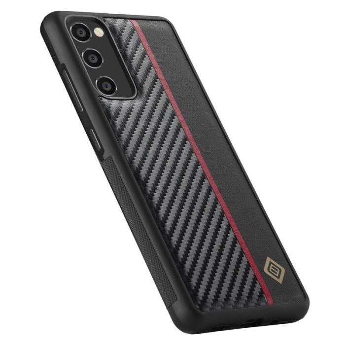 LC.imeeke - LC.IMEEKE Samsung Galaxy Note20 Fodral - Kolfiberläder - Svart