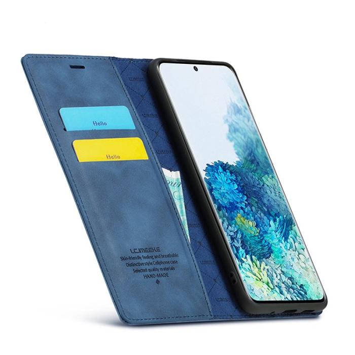 LC.imeeke - LC.IMEEKE Samsung Galaxy S20 Plus Skal Äkta läder - Blå
