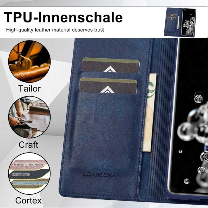 LC.imeeke - LC.IMEEKE Samsung Galaxy S20 Ultra Fodral PU Läder - Blå