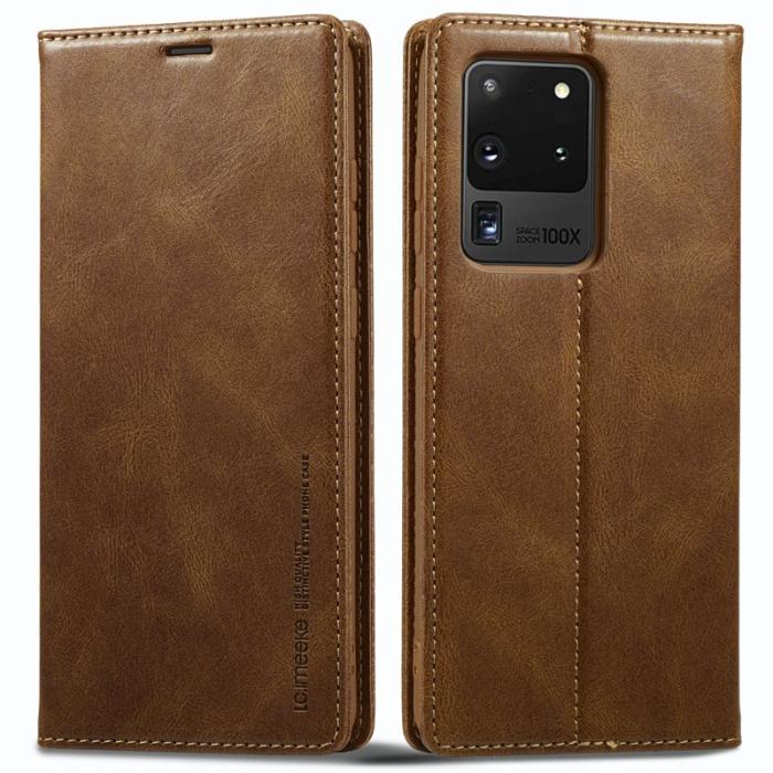 LC.imeeke - LC.IMEEKE Samsung Galaxy S20 Ultra Fodral PU Läder - Brun