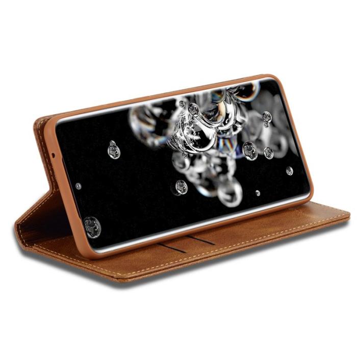 LC.imeeke - LC.IMEEKE Samsung Galaxy S20 Ultra Fodral PU Läder - Brun