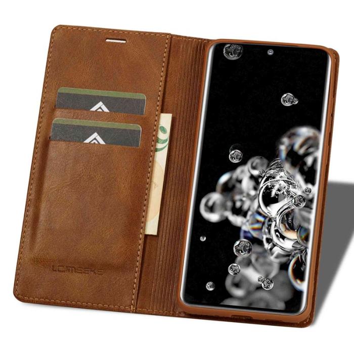 LC.imeeke - LC.IMEEKE Samsung Galaxy S20 Ultra Fodral PU Läder - Brun