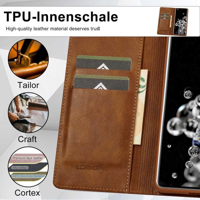 LC.imeeke - LC.IMEEKE Samsung Galaxy S20 Ultra Fodral PU Läder - Brun