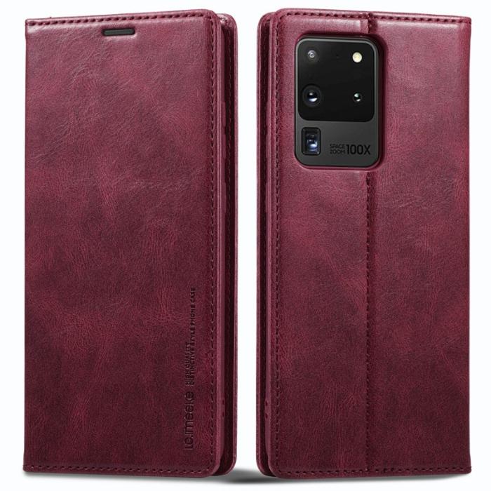 LC.imeeke - LC.IMEEKE Samsung Galaxy S20 Ultra Fodral PU Läder - Röd
