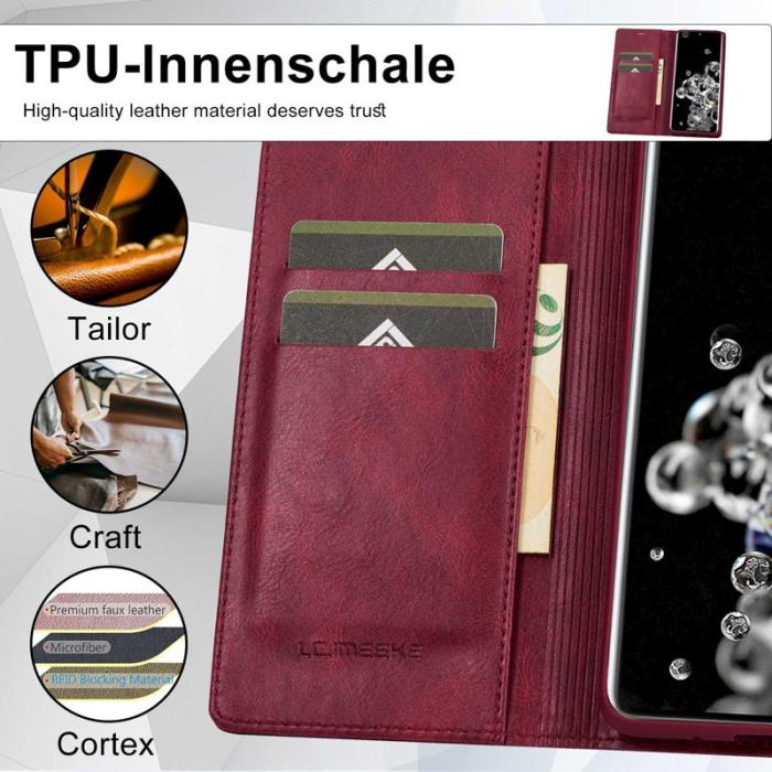 LC.imeeke - LC.IMEEKE Samsung Galaxy S20 Ultra Fodral PU Läder - Röd