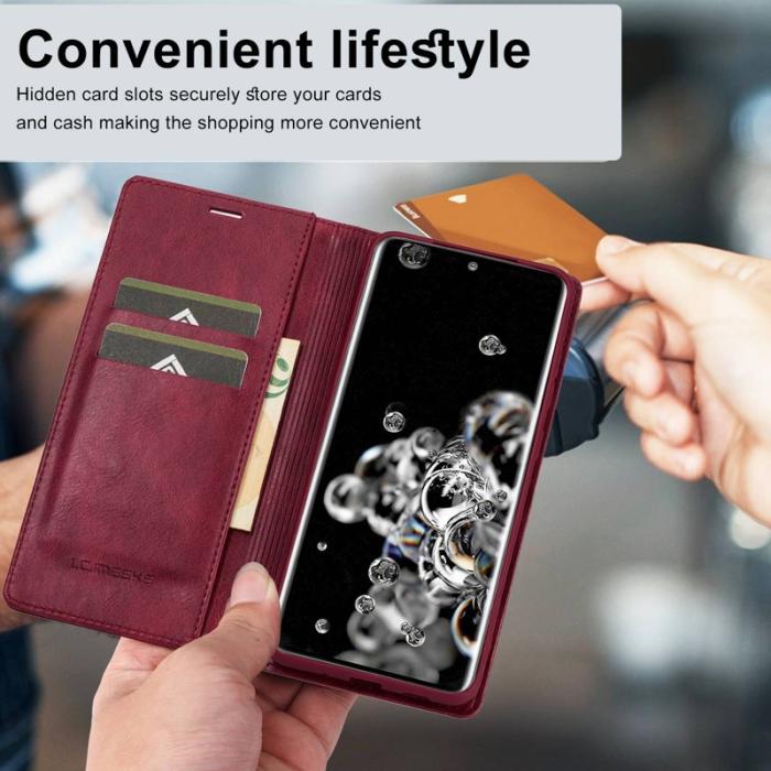 LC.imeeke - LC.IMEEKE Samsung Galaxy S20 Ultra Fodral PU Läder - Röd