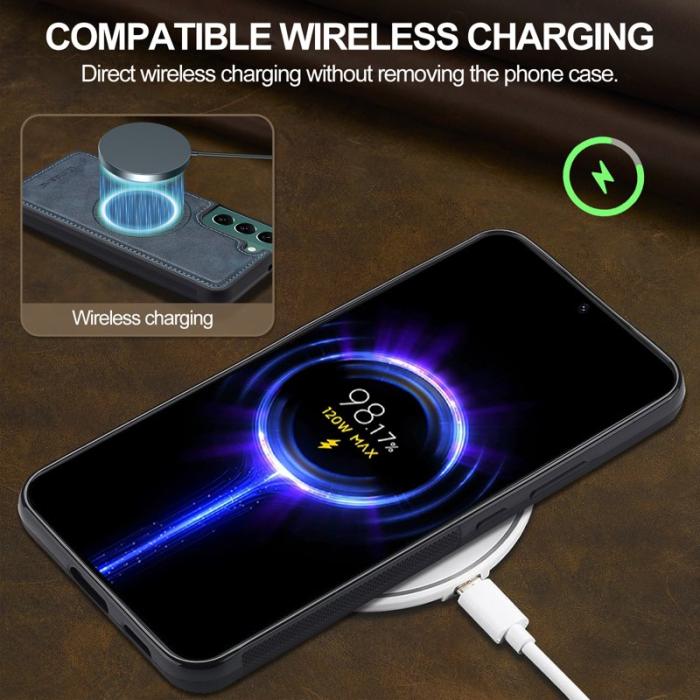 LC.imeeke - LC.IMEEKE Samsung Galaxy S21 FE 5G Fodral Äkta läder - Blå