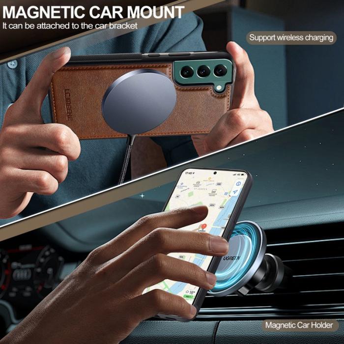 LC.imeeke - LC.IMEEKE Samsung Galaxy S21 FE 5G Fodral Äkta läder - Brun