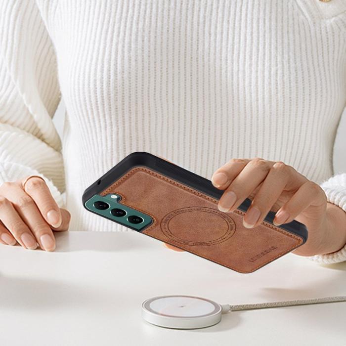 LC.imeeke - LC.IMEEKE Samsung Galaxy S21 FE 5G Fodral Äkta läder - Brun