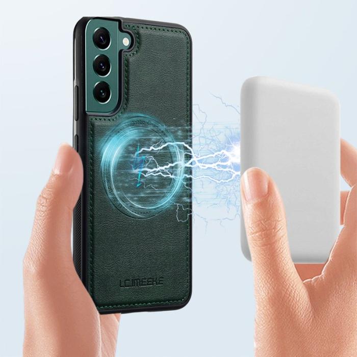 LC.imeeke - LC.IMEEKE Samsung Galaxy S21 FE 5G Fodral - Äkta läder - Grön