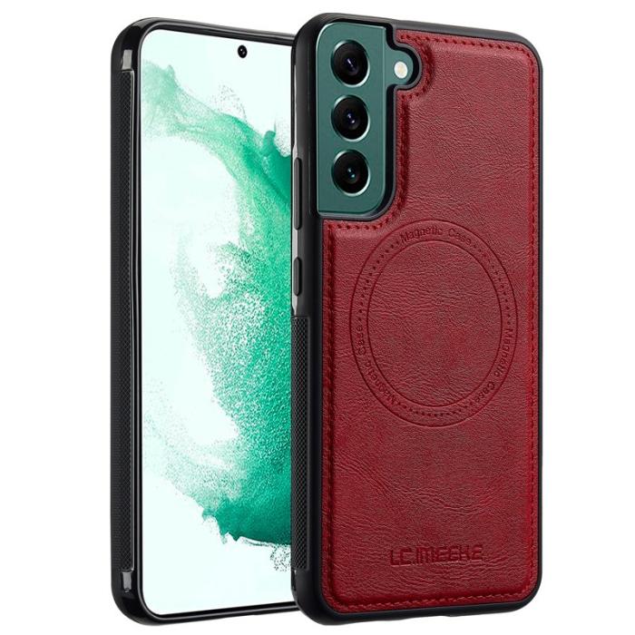 LC.imeeke - LC.IMEEKE Samsung Galaxy S21 FE 5G Fodral Äkta läder - Röd