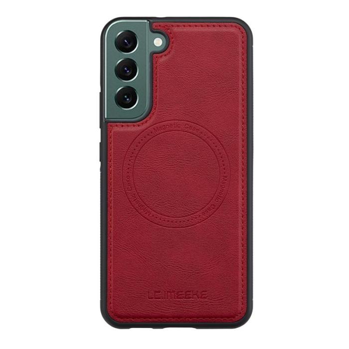 LC.imeeke - LC.IMEEKE Samsung Galaxy S21 FE 5G Fodral Äkta läder - Röd