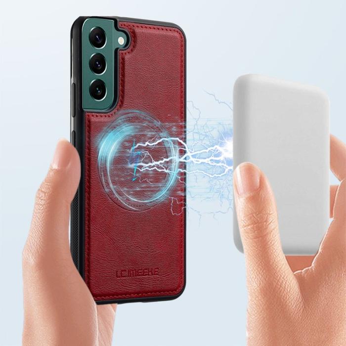 LC.imeeke - LC.IMEEKE Samsung Galaxy S21 FE 5G Fodral Äkta läder - Röd