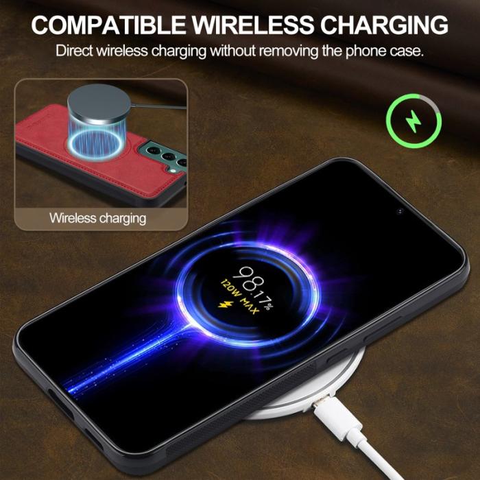 LC.imeeke - LC.IMEEKE Samsung Galaxy S21 FE 5G Fodral Äkta läder - Röd