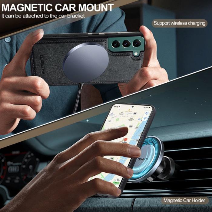 LC.imeeke - LC.IMEEKE Samsung Galaxy S21 FE 5G Fodral - Äkta läder - Svart