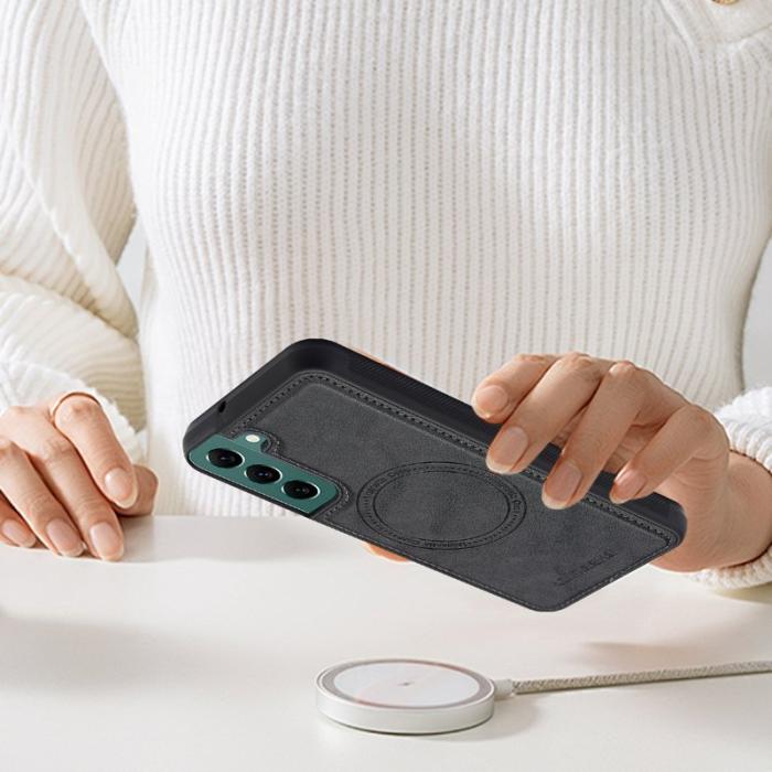 LC.imeeke - LC.IMEEKE Samsung Galaxy S21 FE 5G Fodral - Äkta läder - Svart