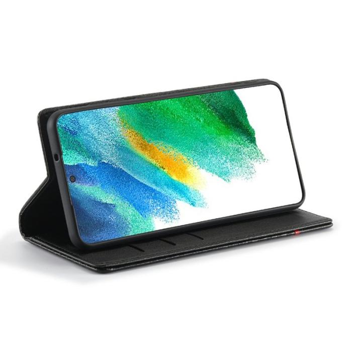 LC.imeeke - LC.IMEEKE Samsung Galaxy S21 FE Fodral Äkta läder - Svart