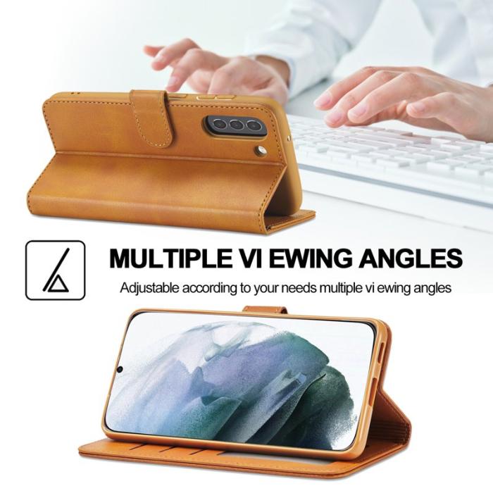 LC.imeeke - LC.IMEEKE Samsung Galaxy S21 FE Fodral i Äkta läder - Brun