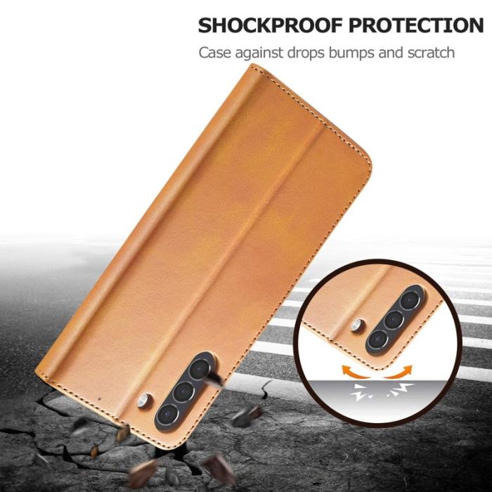 LC.imeeke - LC.IMEEKE Samsung Galaxy S21 FE Fodral i Äkta läder - Brun