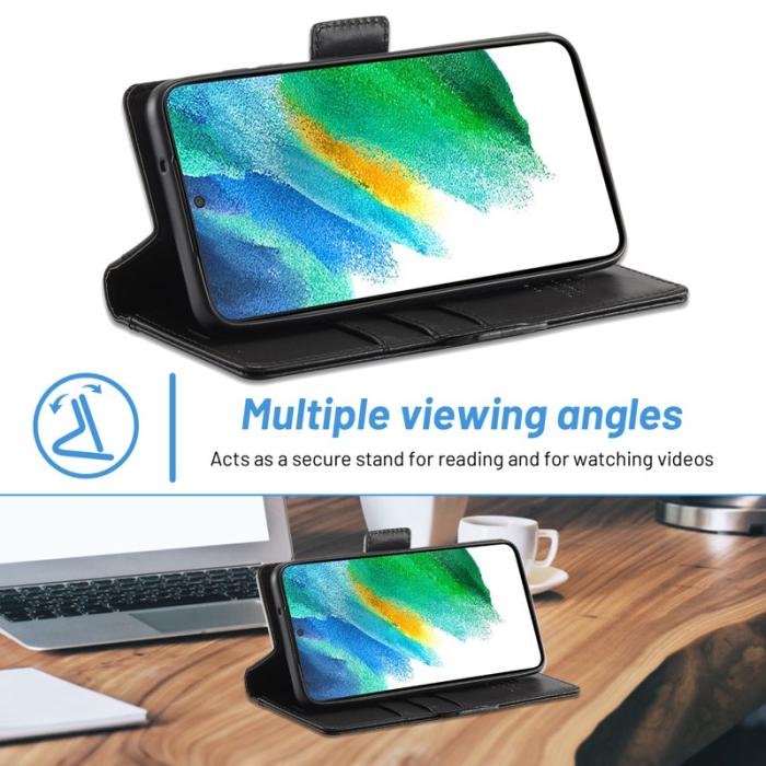 LC.imeeke - LC.IMEEKE Samsung Galaxy S21 FE Fodral PU Läder - Svart