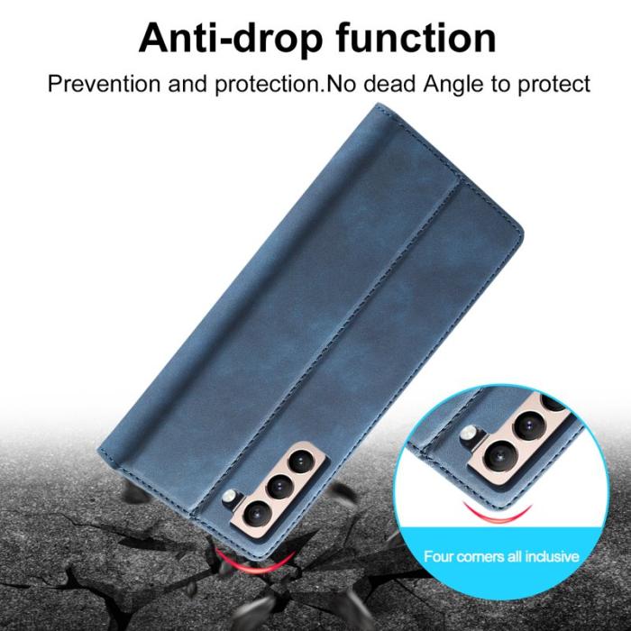 LC.imeeke - LC.IMEEKE Samsung Galaxy S21 FE Skal Äkta läder - Blå