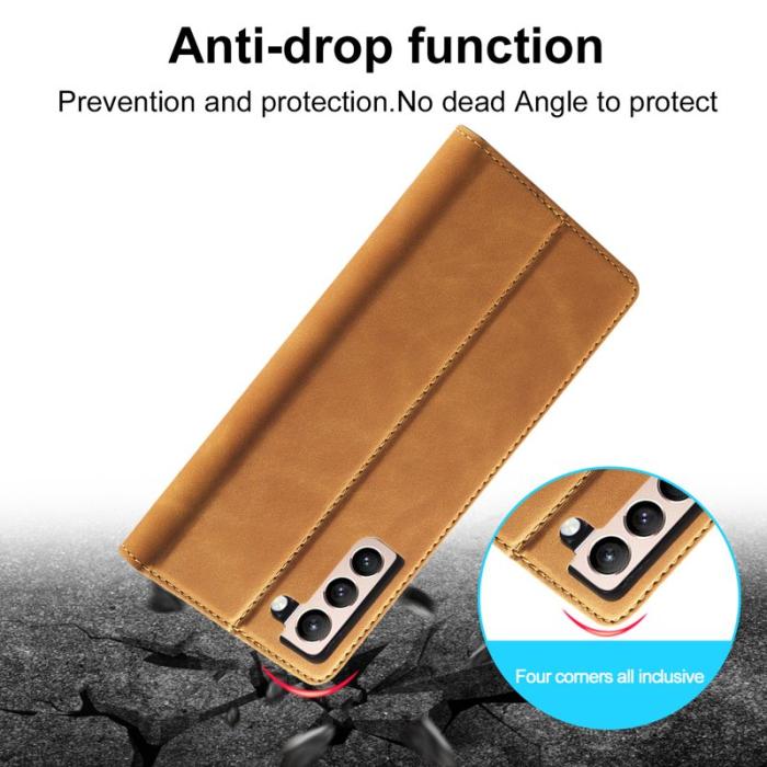 LC.imeeke - LC.IMEEKE Samsung Galaxy S21 FE Skal Äkta läder - Brun