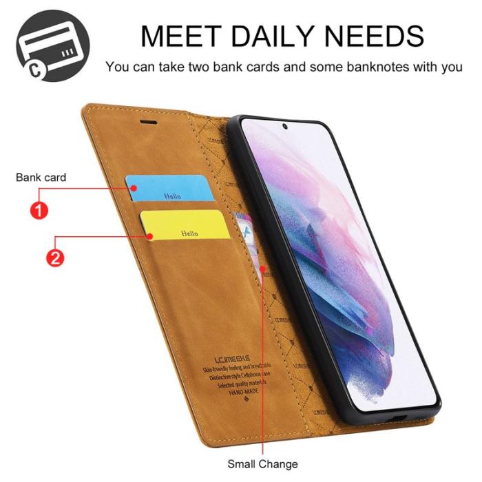 LC.imeeke - LC.IMEEKE Samsung Galaxy S21 FE Skal Äkta läder - Brun