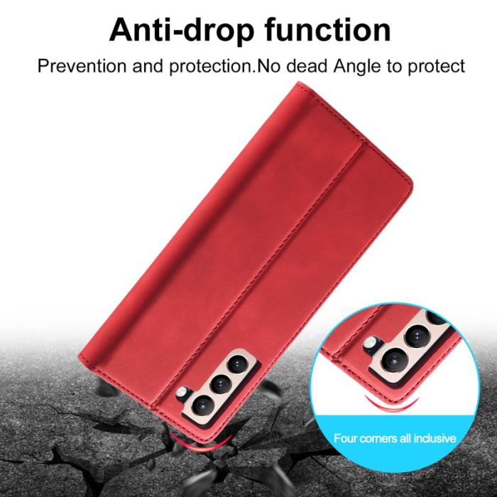 LC.imeeke - LC.IMEEKE Samsung Galaxy S21 FE Skal Äkta läder - Röd