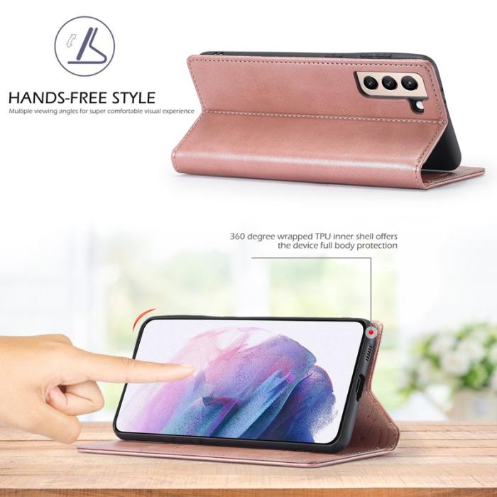 LC.imeeke - LC.IMEEKE Samsung Galaxy S21 FE Skal Äkta läder - Roséguld