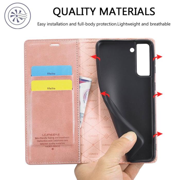 LC.imeeke - LC.IMEEKE Samsung Galaxy S21 FE Skal Äkta läder - Roséguld