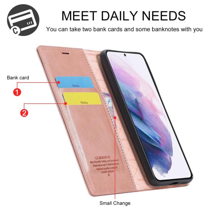 LC.imeeke - LC.IMEEKE Samsung Galaxy S21 FE Skal Äkta läder - Roséguld