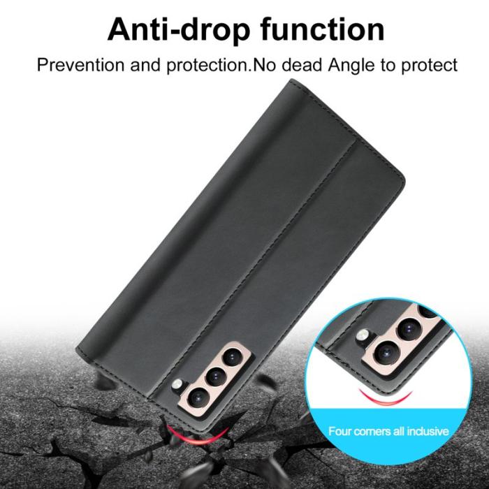 LC.imeeke - LC.IMEEKE Samsung Galaxy S21 FE Skal Äkta läder - Svart