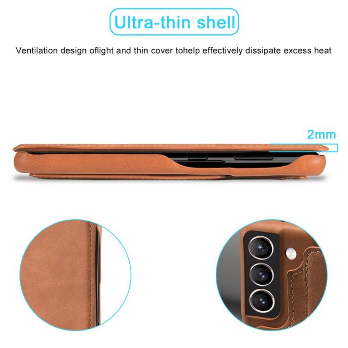 LC.imeeke - LC.IMEEKE Samsung Galaxy S21 Fodral Äkta läder - Brun