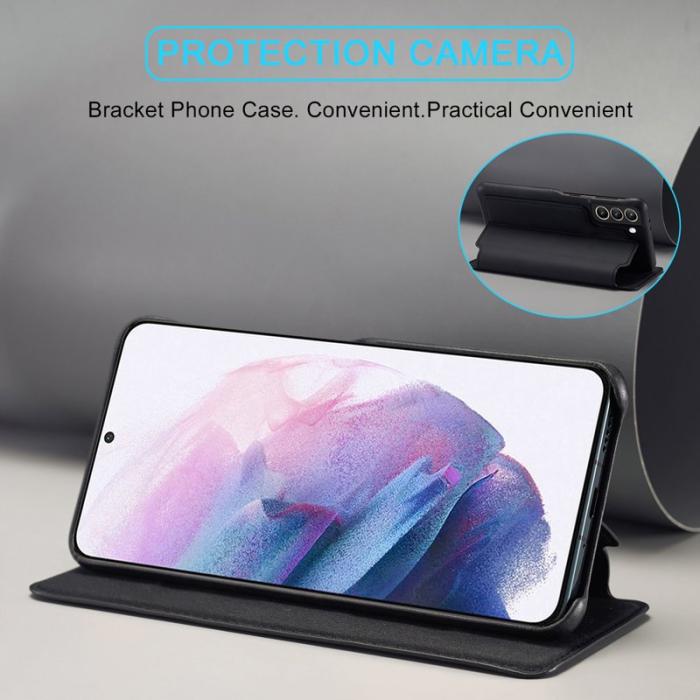 LC.imeeke - LC.IMEEKE Samsung Galaxy S21 Fodral Äkta läder - Svart