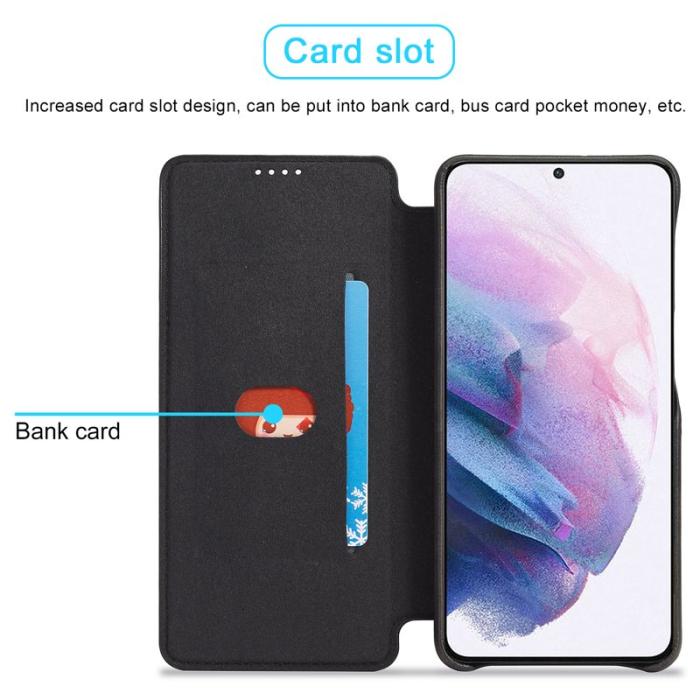 LC.imeeke - LC.IMEEKE Samsung Galaxy S21 Fodral Äkta läder - Svart