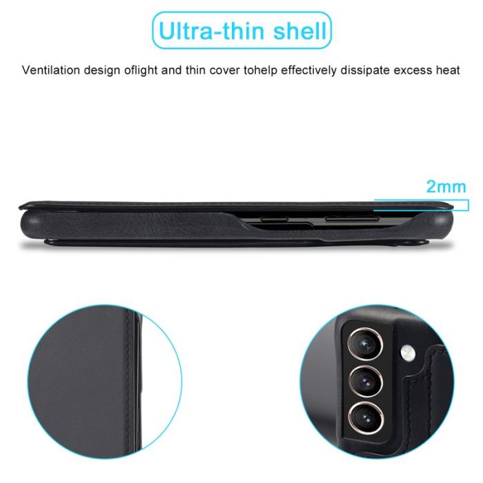 LC.imeeke - LC.IMEEKE Samsung Galaxy S21 Fodral Äkta läder - Svart