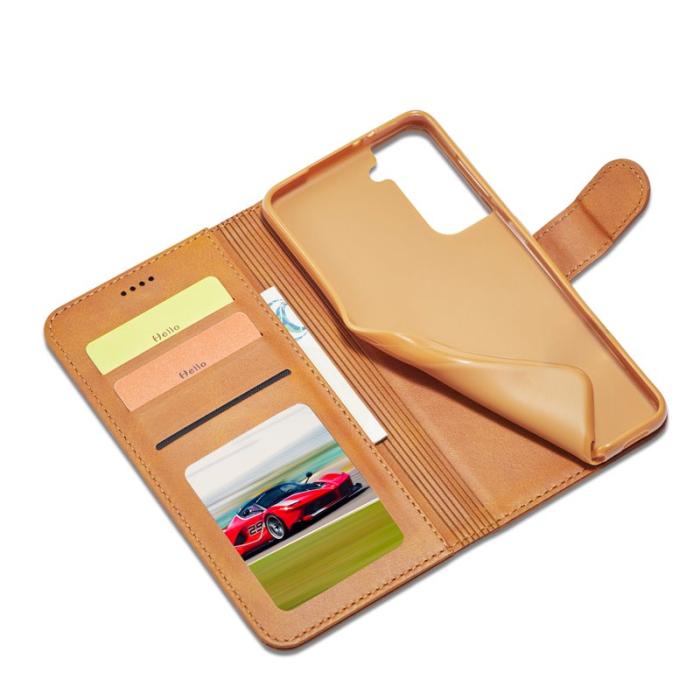 LC.imeeke - LC.IMEEKE Samsung Galaxy S21 Fodral i PU-läder - Brun