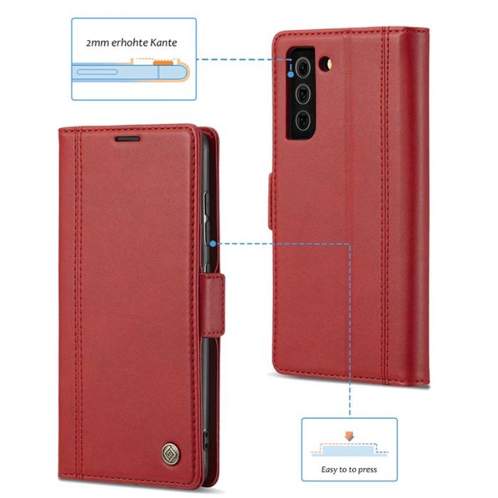 LC.imeeke - LC.IMEEKE Samsung Galaxy S21 Fodral i PU-läder - Röd
