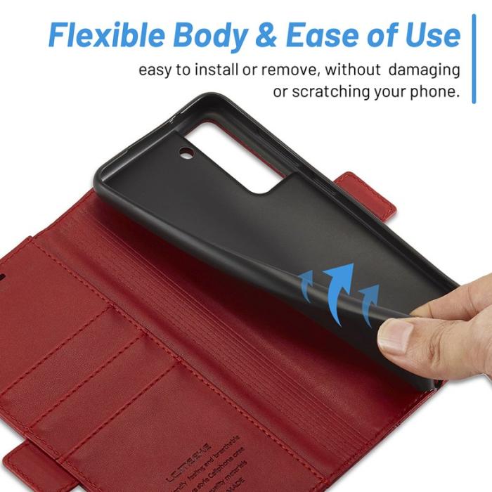 LC.imeeke - LC.IMEEKE Samsung Galaxy S21 Fodral i PU-läder - Röd