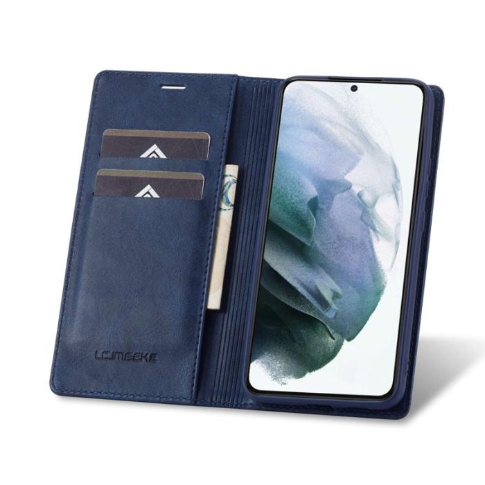 LC.imeeke - LC.IMEEKE Samsung Galaxy S21 Fodral PU Läder - Blå