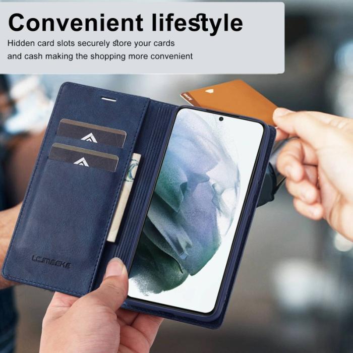 LC.imeeke - LC.IMEEKE Samsung Galaxy S21 Fodral PU Läder - Blå