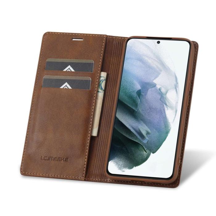 LC.imeeke - LC.IMEEKE Samsung Galaxy S21 Fodral PU Läder - Brun
