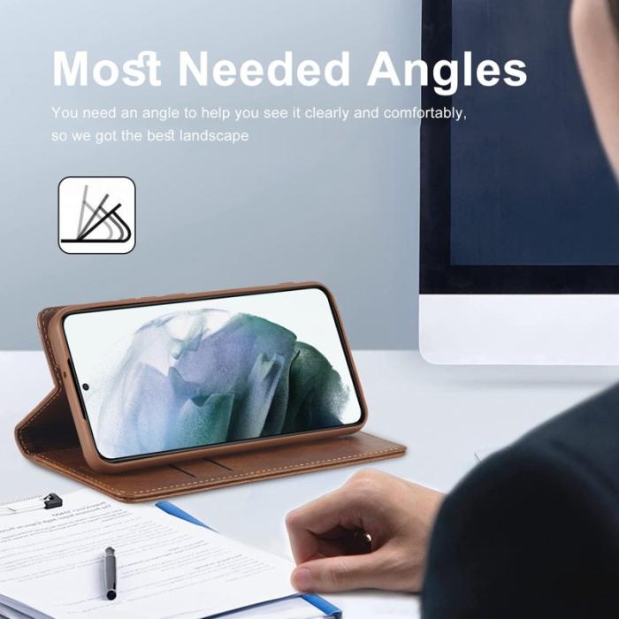 LC.imeeke - LC.IMEEKE Samsung Galaxy S21 Fodral PU Läder - Brun