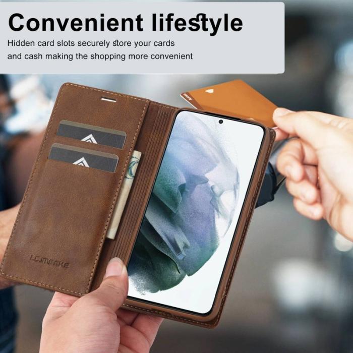 LC.imeeke - LC.IMEEKE Samsung Galaxy S21 Fodral PU Läder - Brun