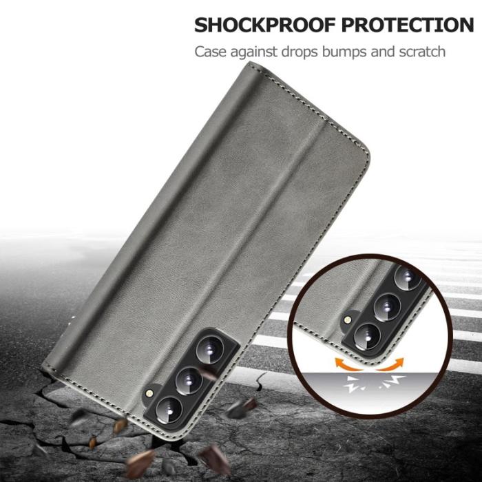 LC.imeeke - LC.IMEEKE Samsung Galaxy S21 Fodral - PU Läder - Grå