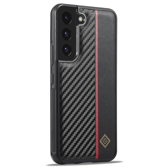 LC.imeeke - LC.IMEEKE Samsung Galaxy S21 Fodral PU Läder - Kolfiber - Svart