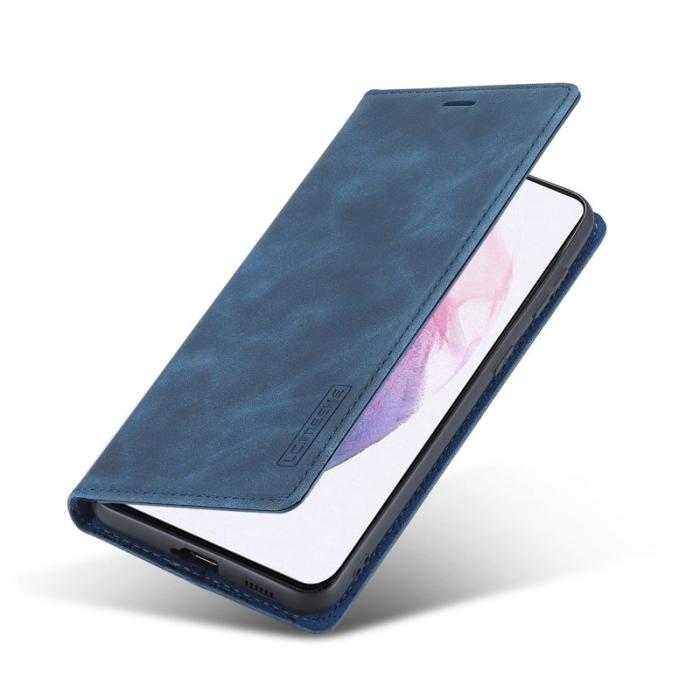 LC.imeeke - LC.IMEEKE Samsung Galaxy S21 Skal Äkta läder - Blå