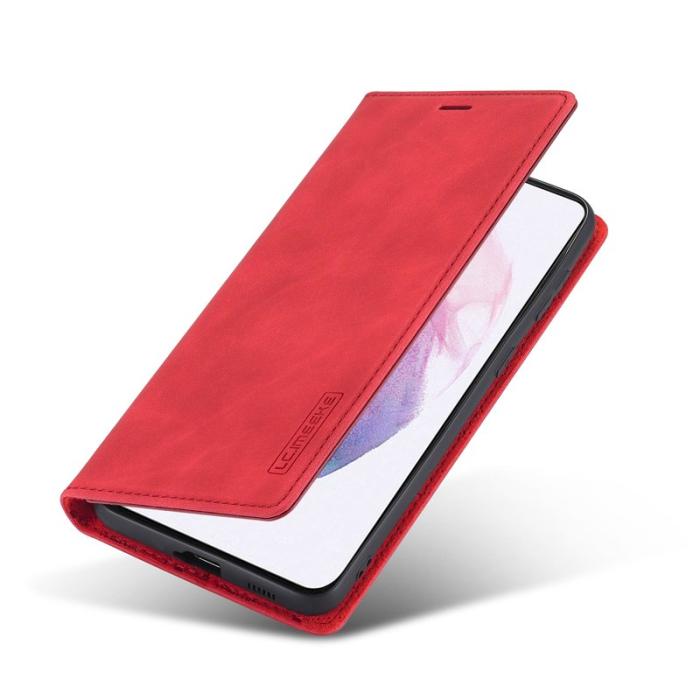LC.imeeke - LC.IMEEKE Samsung Galaxy S21 Skal Äkta läder - Röd