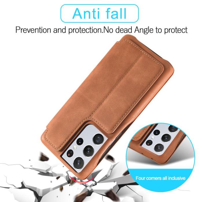 LC.imeeke - LC.IMEEKE Samsung Galaxy S21 Ultra Fodral Äkta läder - Brun